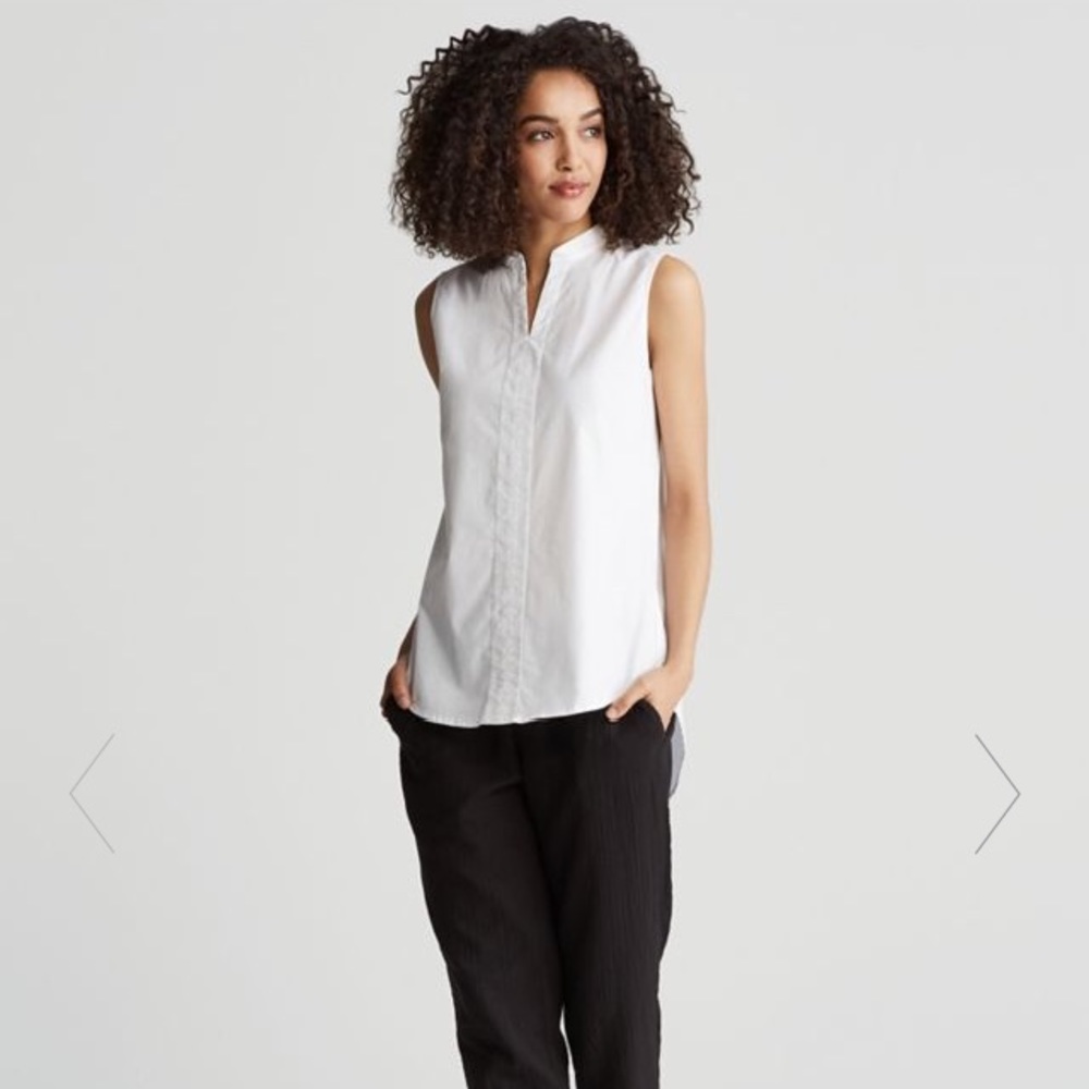 Mandarin Collar Organic Cotton Poplin Shirt